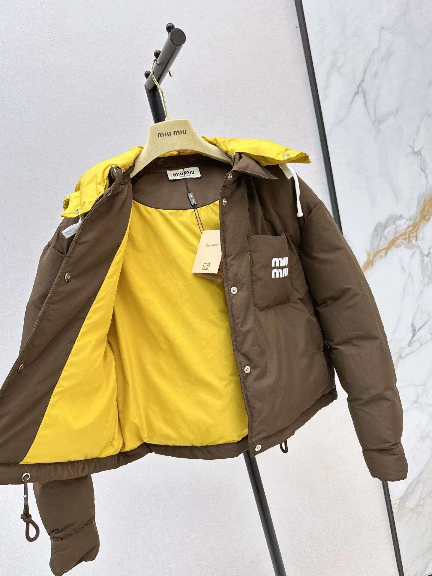 25fw Color blocking hooded bread jacket