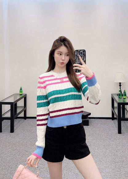 25 Colorful Striped Crochet Pullover Sweater