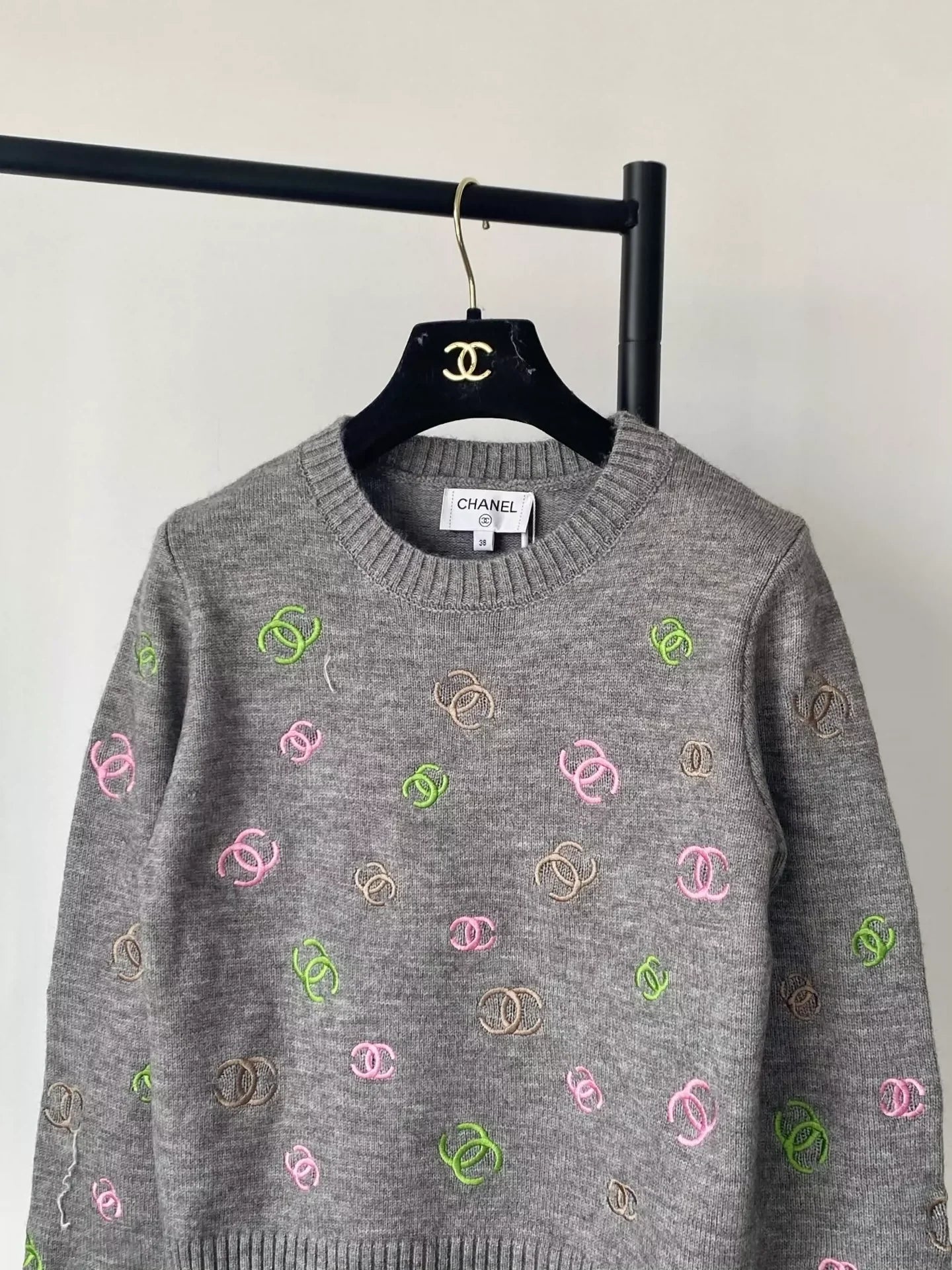 25fw Full printed embroidered sweater