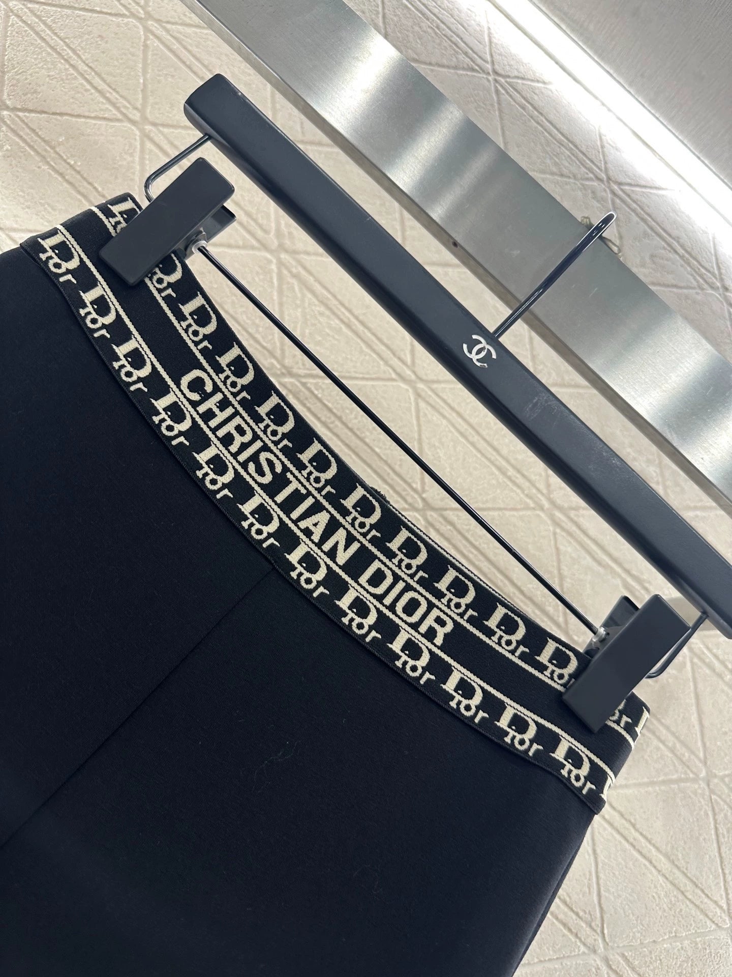 Letter-Embroidered High-Stretch Leggings