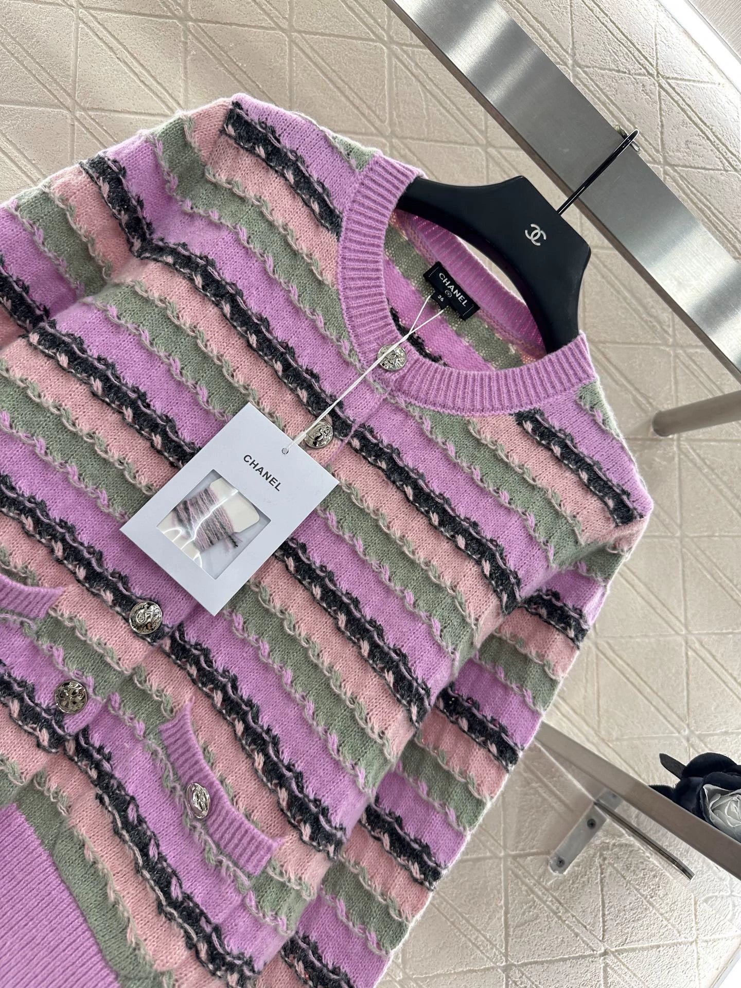 25fw Striped knitted cardigan