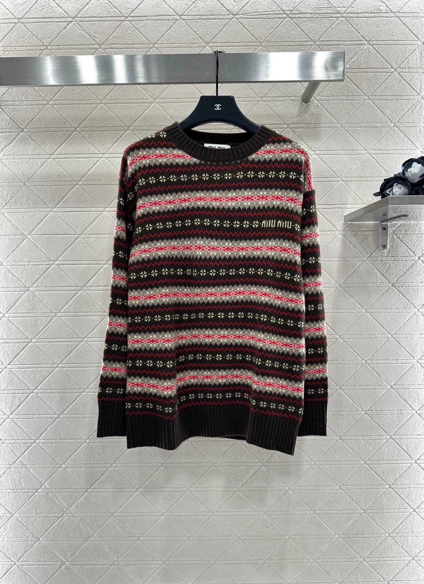 25fw Striped snowflake sweater