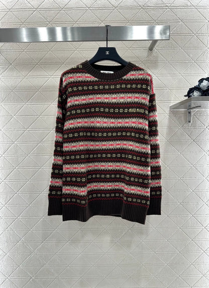 25fw Striped snowflake sweater