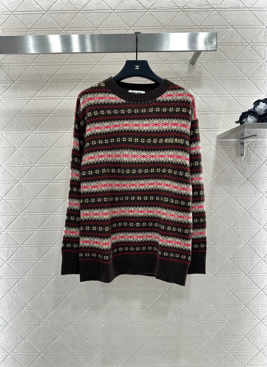 25fw Striped snowflake sweater