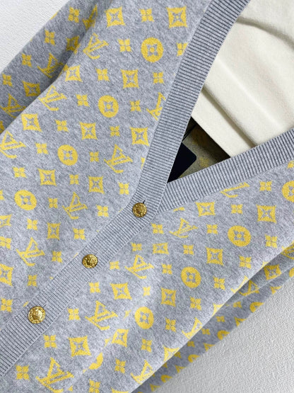 25fw Color blocked floral jacquard V-neck cardigan