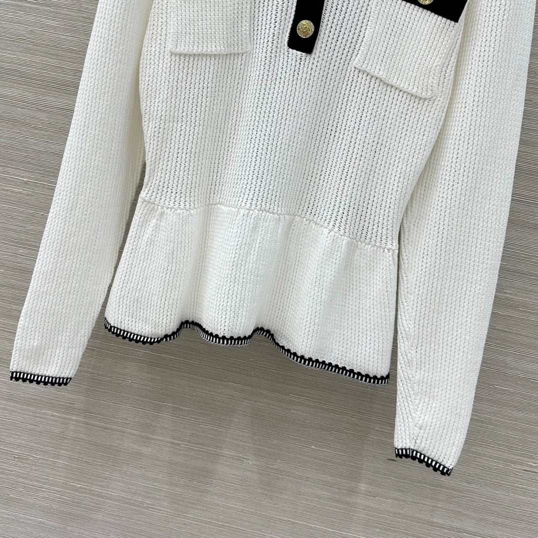 Embroidered mesh knitted long sleeved shirt