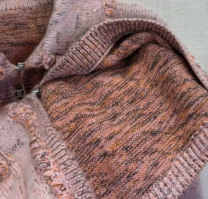 25fw Collar long sleeved knitted cardigan）