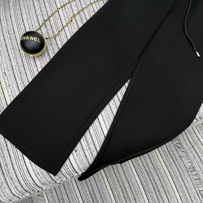 Wool knitted straight leg pants