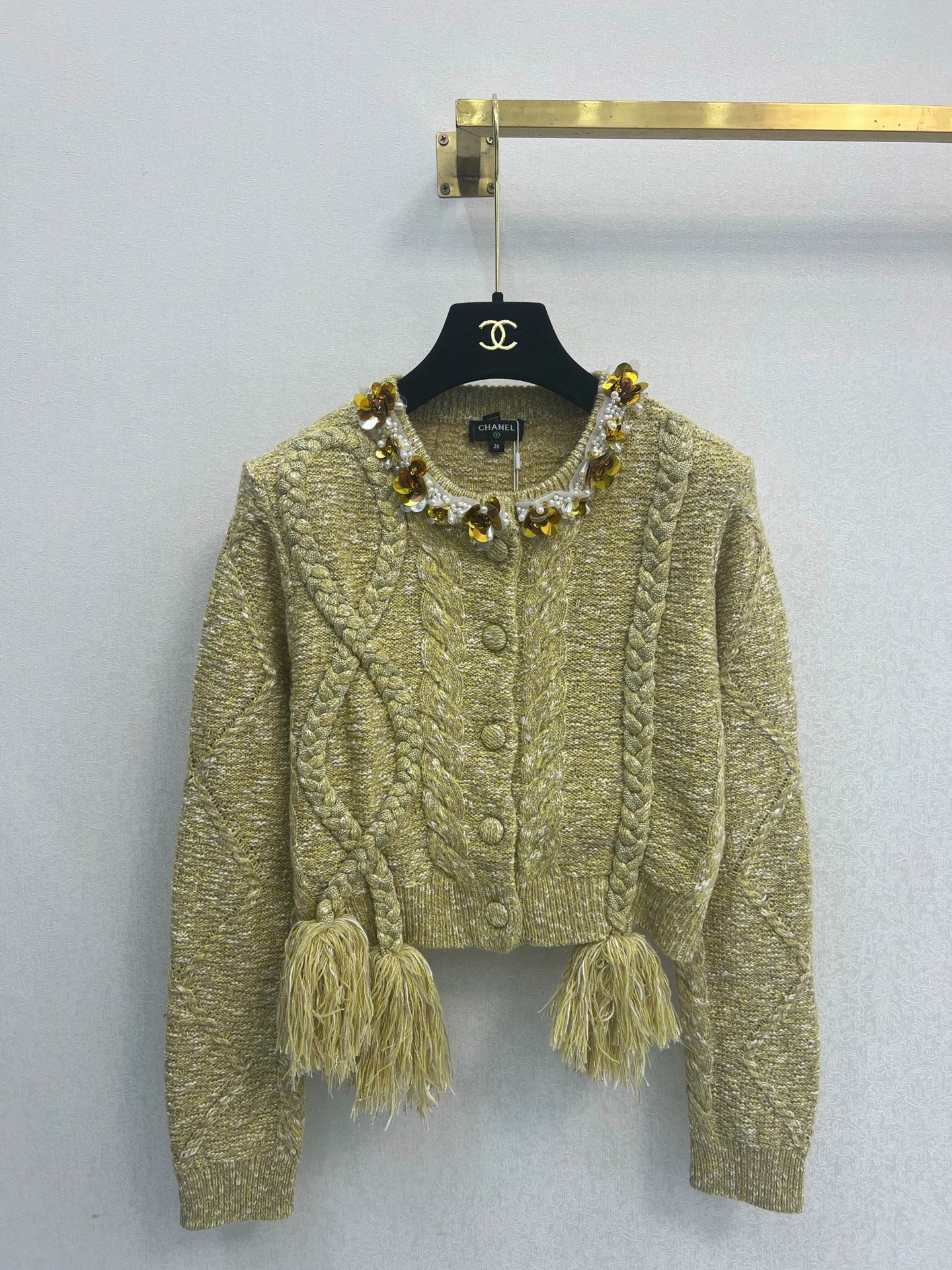 Nail bead flower decorative edge twisted flower knitted jacket