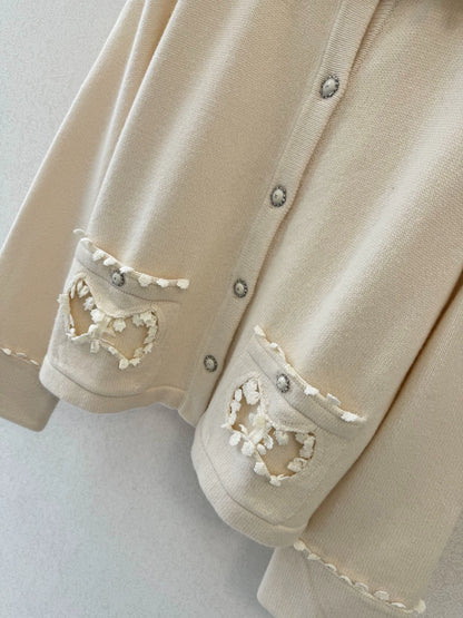 Pearl lace knitted cardigan