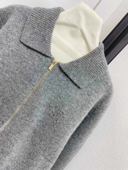 Wool zipper cardigan
