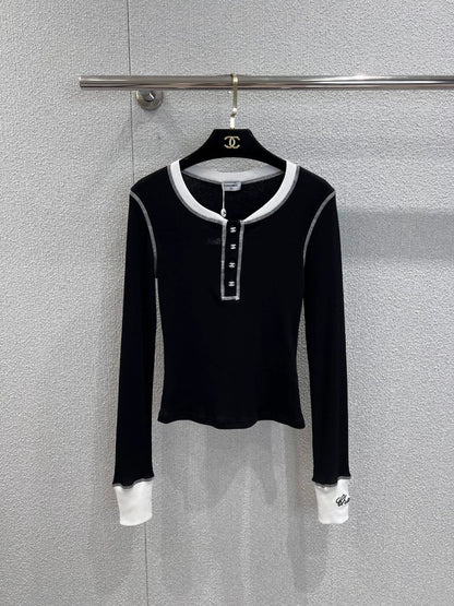 Color-blocked long-sleeved base layer top