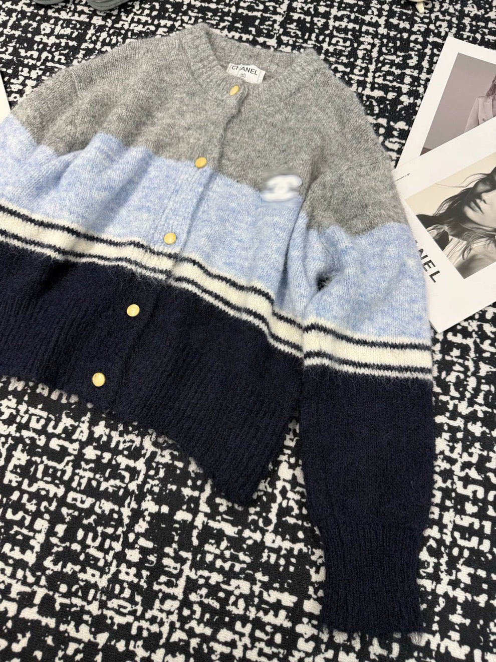 Color blocking sweater cardigan(vintage series)