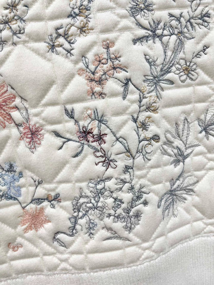 Vine patterned embroidered knitted cardigan