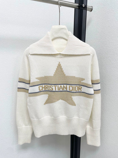 25fw Vertical contrasting navy neck sweater