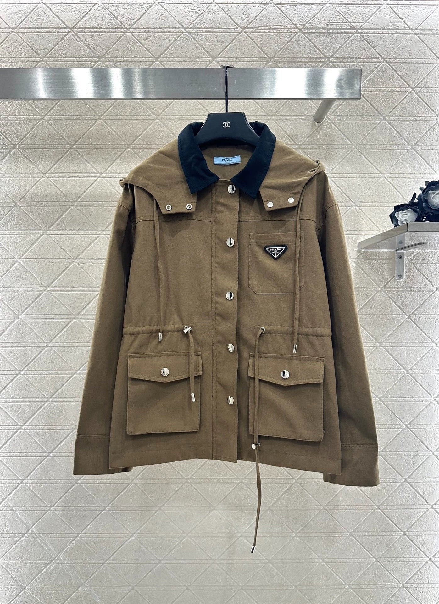 new Collar Hooded Drawstring Jacket