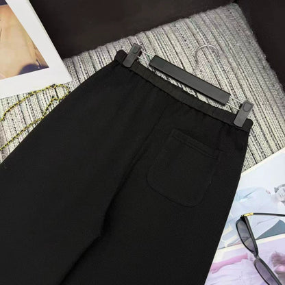 Wool knitted straight leg pants
