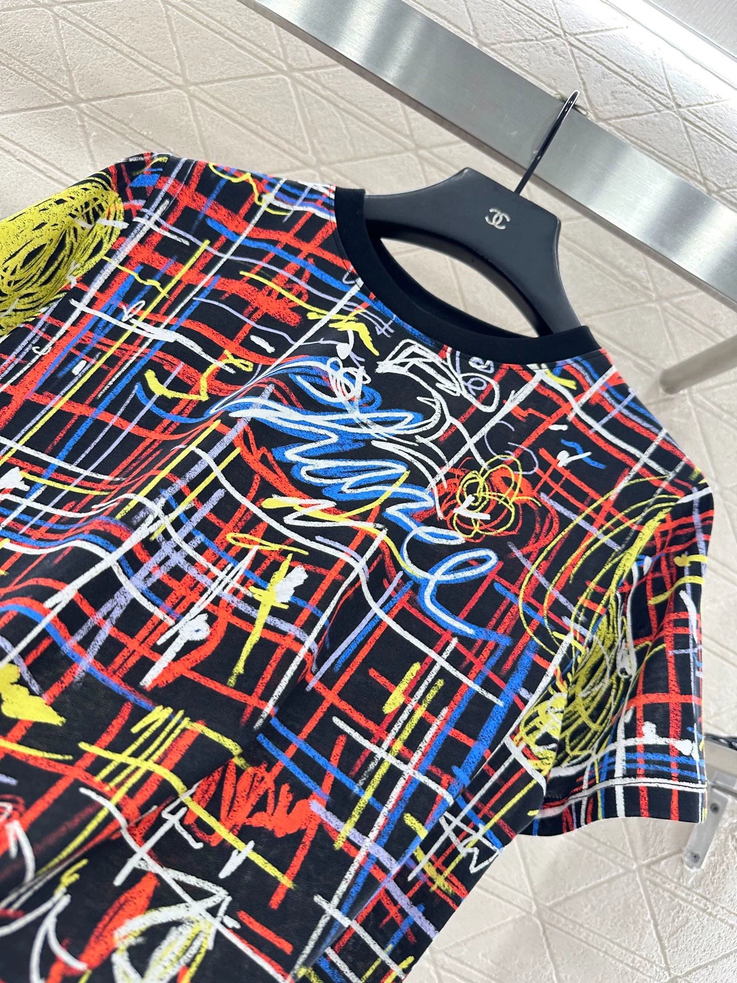 25fw Round neck graffiti printed T-shirt