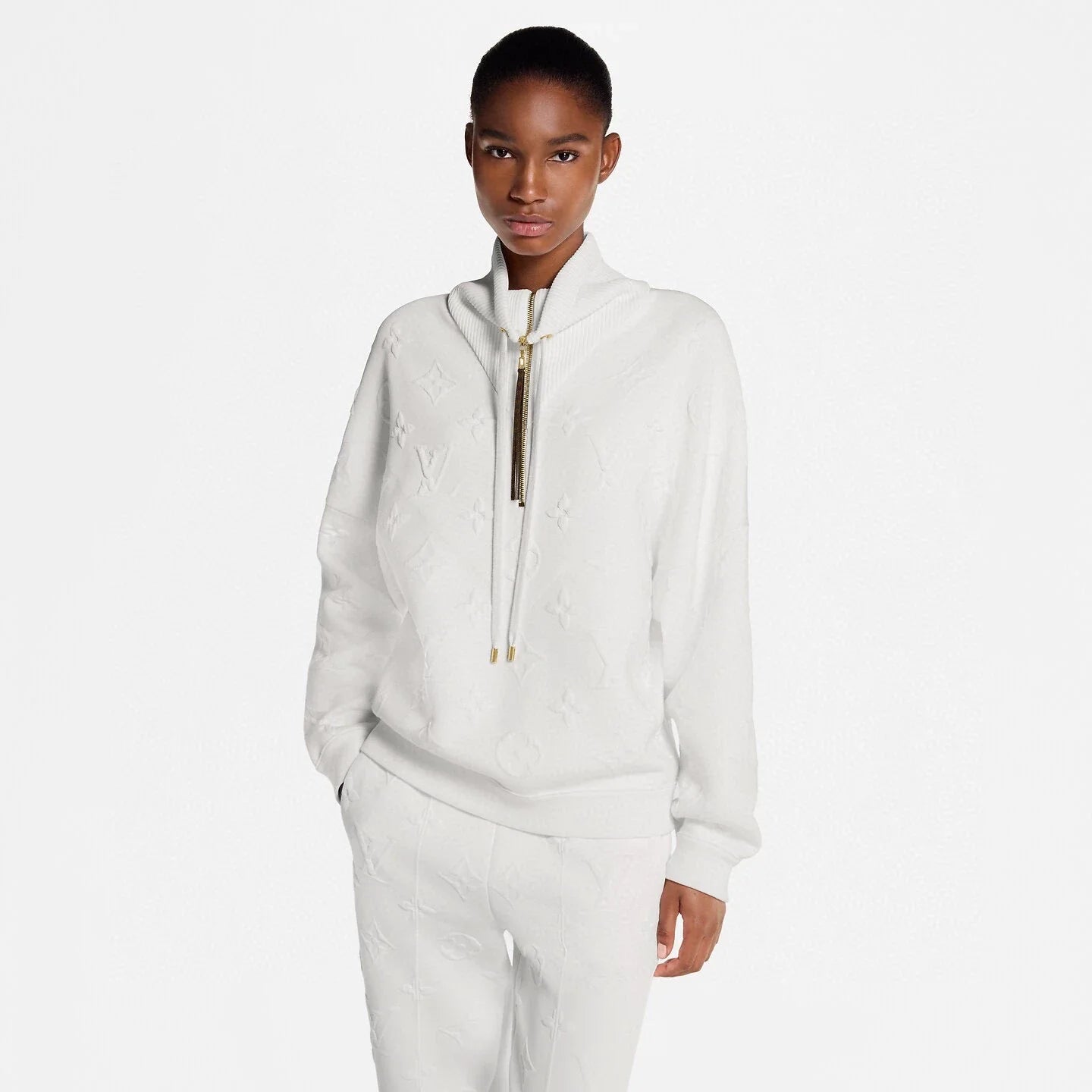 25fw Embossed half open collar set