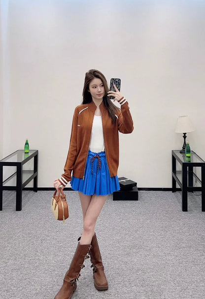 25 Early Autumn New Knitted Long Sleeve Zipper Jacket