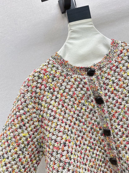 Flower yarn cashmere cardigan