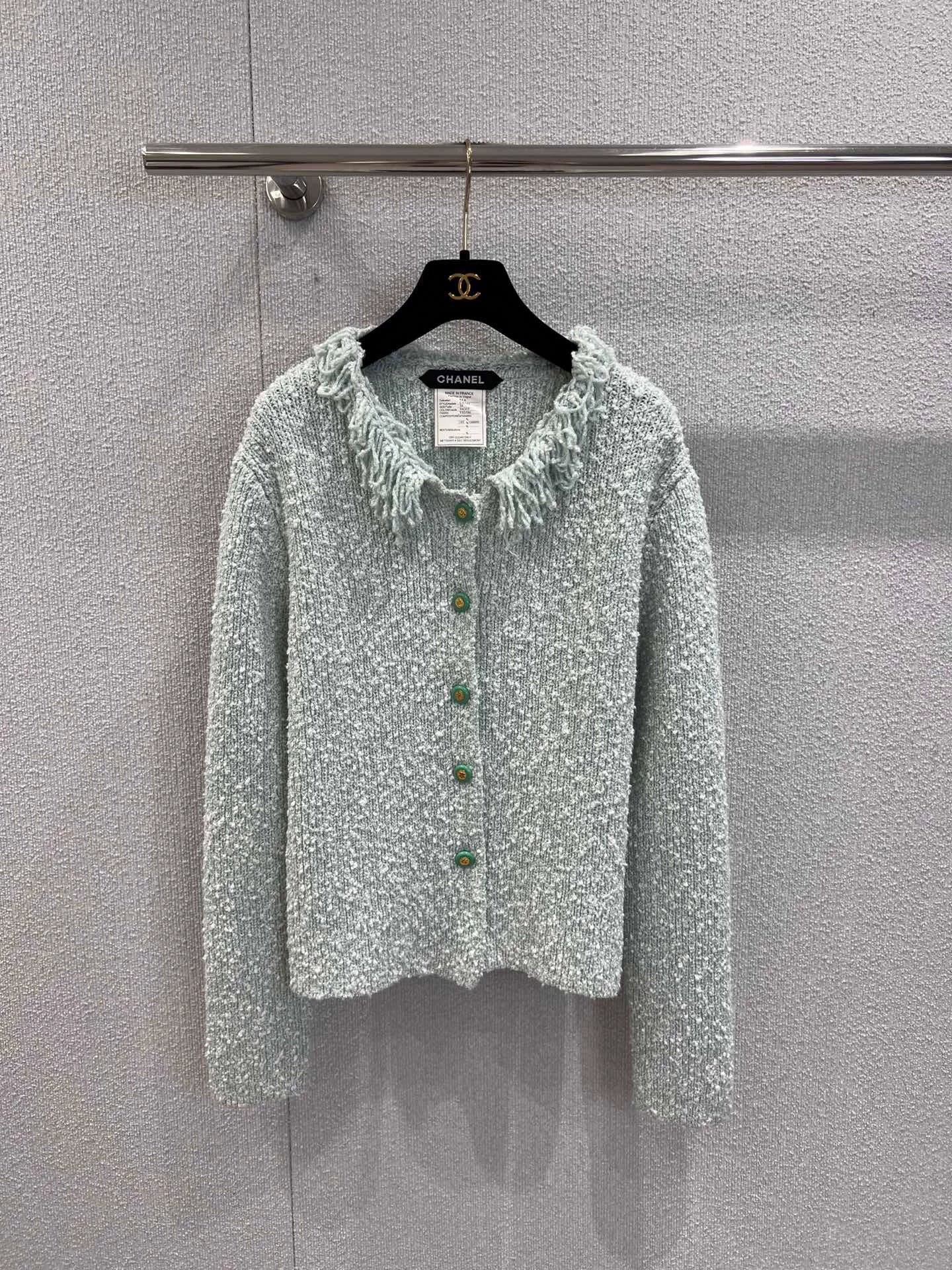 25fw Tassel collar dopamine knit cardigan