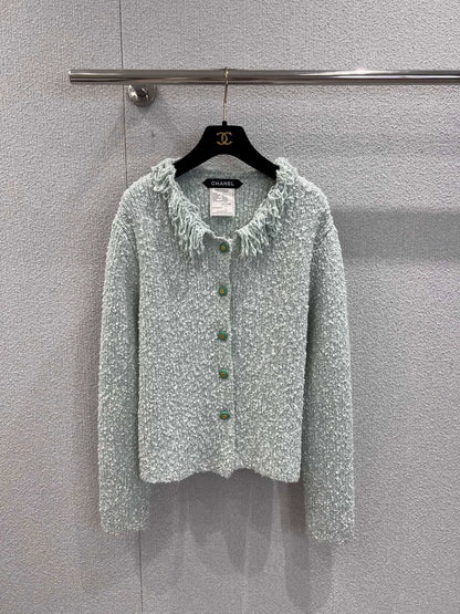 25fw Tassel collar dopamine knit cardigan