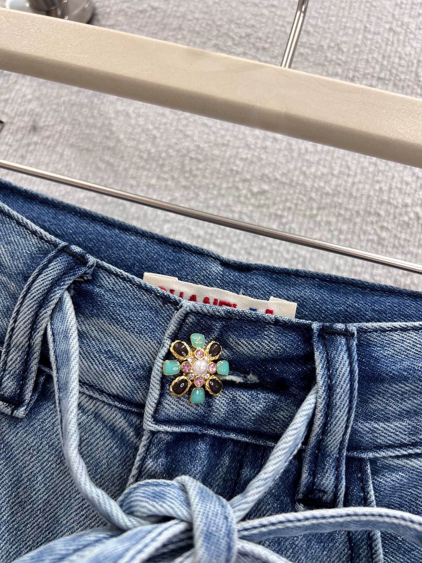 25fw Washed gradient lace up jeans