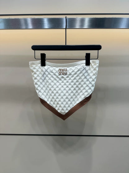 25 Summer new style dark pattern diamond tube top + skirt suit