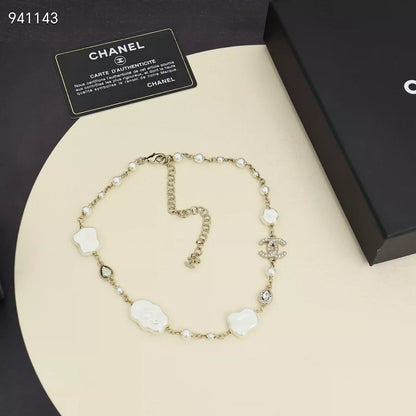 Cloud Resin Pearl Double C Necklace