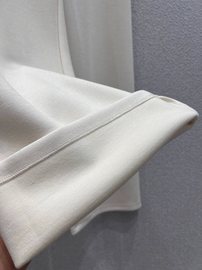 Drawstring casual wool wide leg pants