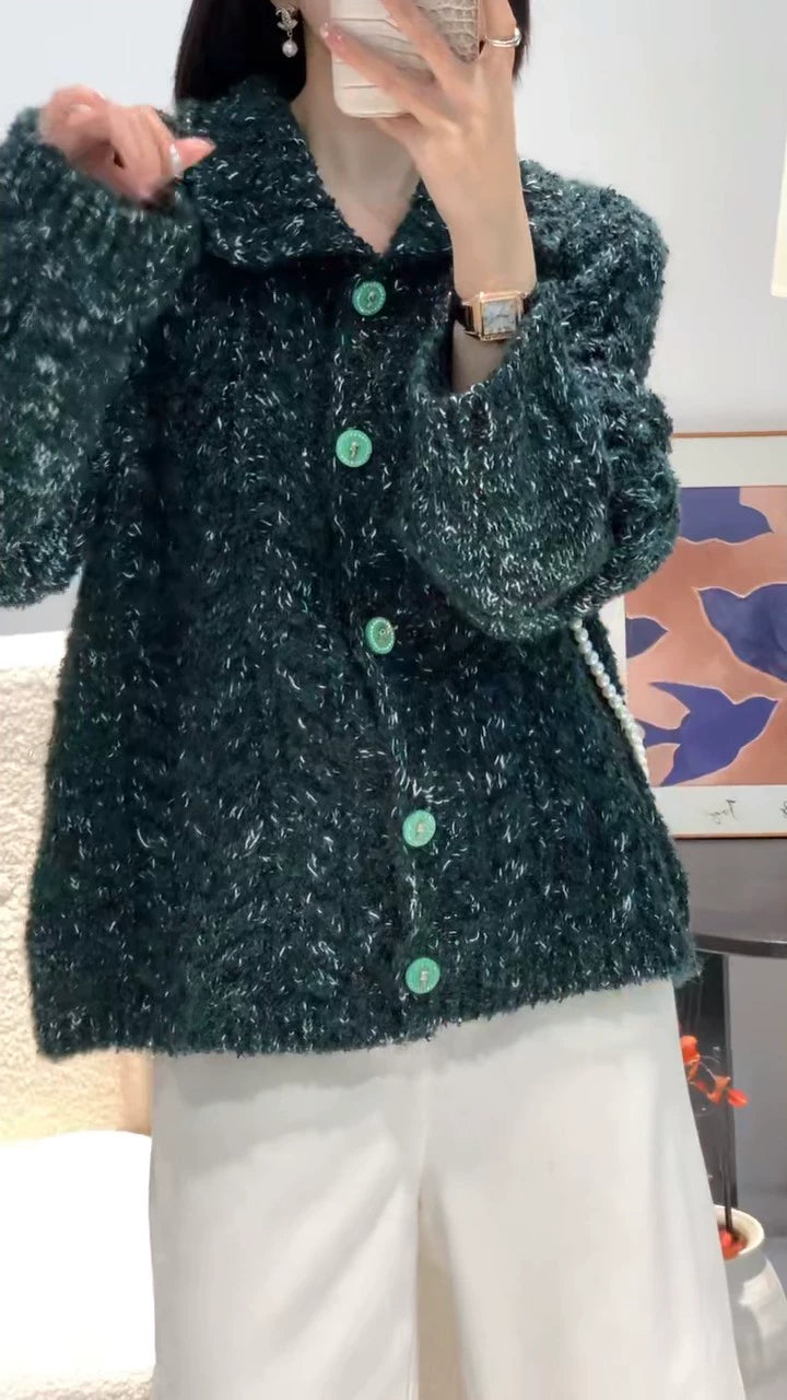 Handmade gemstone button lapel jacket