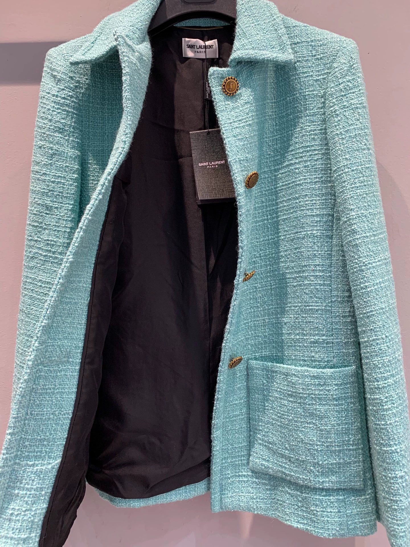 25fw Turquoise green tweed waist cinching jacket（Medieval Series）