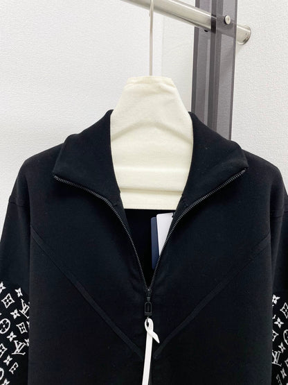 Vintage jacquard stand up collar cardigan