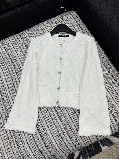 Hook flower round neck jacket