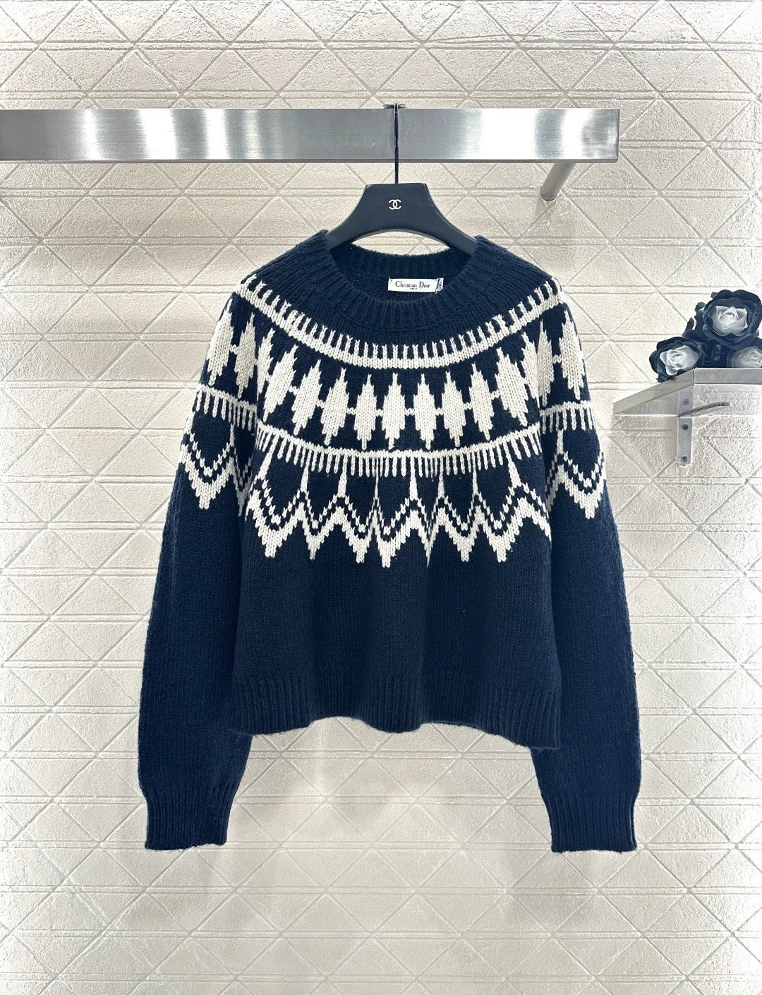 Heavy-Duty Hooked Crochet Crewneck Sweater
