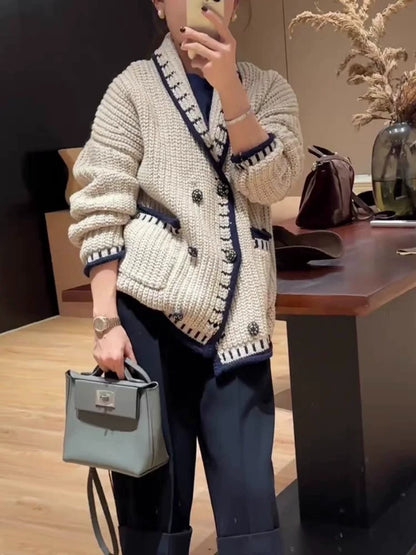 Double breasted sweater jacket