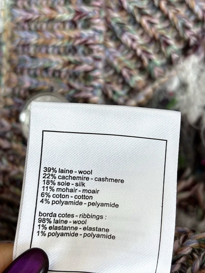 25fw Striped hollow knitted cardigan