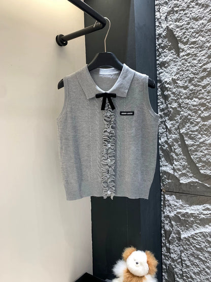 25 Summer new bow three-dimensional knitted vest