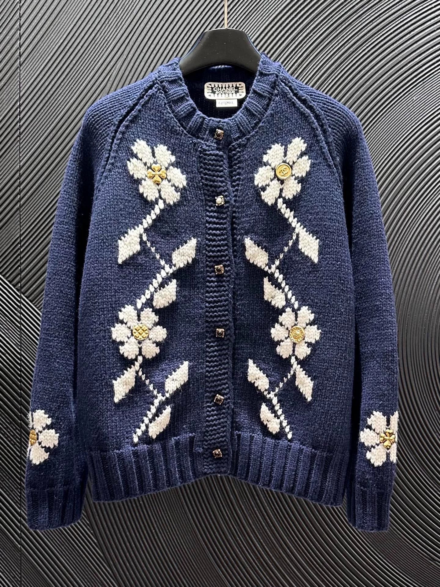 25fw Vintage flower knitted cardigan (vintage series)