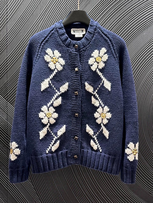25fw Vintage flower knitted cardigan (vintage series)