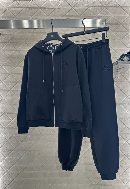 25 Double sided hooded jacket+long pants pure cotton set