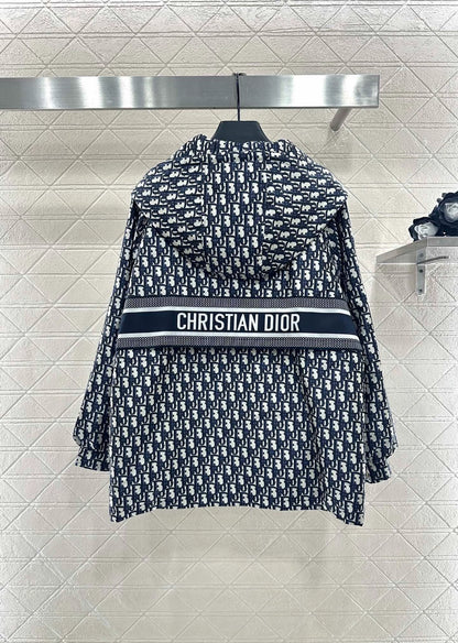 Hooded Jacquard Drawstring Waist Cotton Jacket