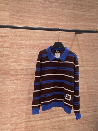 25fw Striped collar design sweater(vintage series)