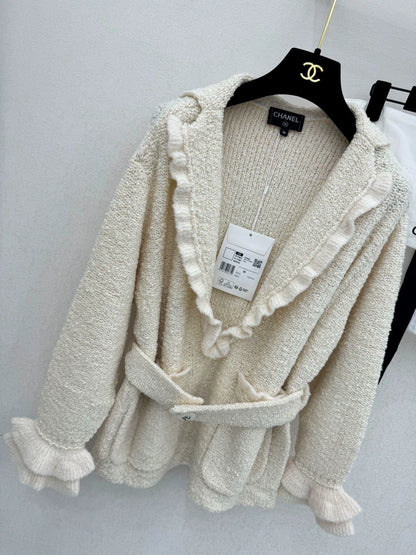 Black fungus edge knitted cardigan