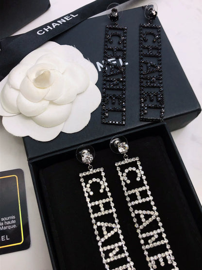 Letter rhinestone earrings