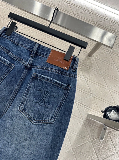 25fw Wide leg denim straight leg pants