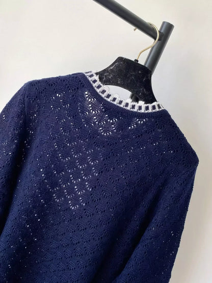 25fw Hollow knit long sleeved top