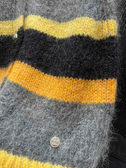 Mohair color blocked striped vest