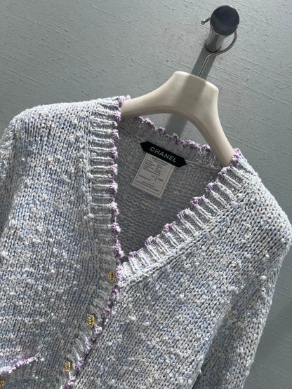 Peter Pan collar wool knit cardigan